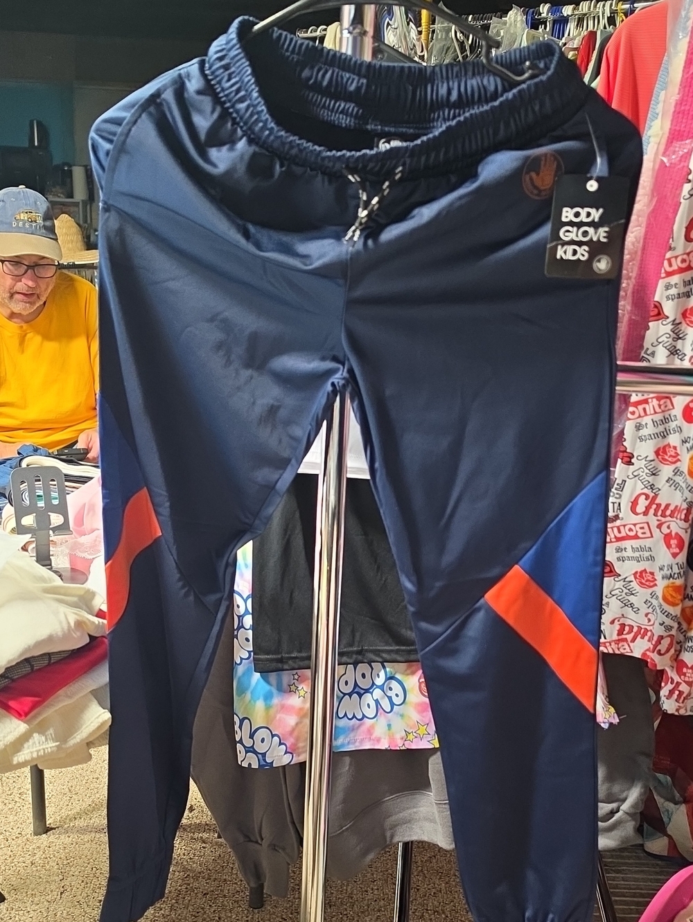 Body Glove Kids Navy Joggers with Orange and Royal Blue Panels